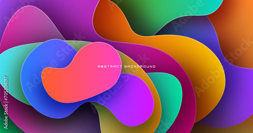 3D colorful geometric abstract background overlap layer on bright space with waves decoration. Minimalist modern graphic design element cutout style concept for banner, flyer, card, or brochure cover photo
