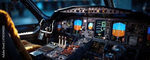 Airline flight pilots deck ...