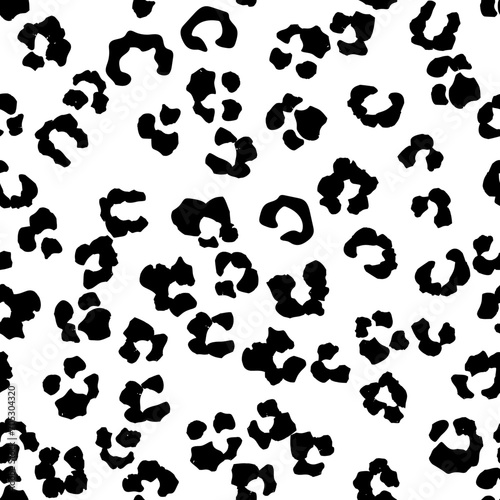 Leopard Monochrome Pattern. White Cheetah Tiger Ink. Leo Animal Spray. Black Animal Spot. White Jaguar Print. Snow Leopard Trendy Skin. Leopard Seamless Texture Background. Leo Seamless Vector Dot.