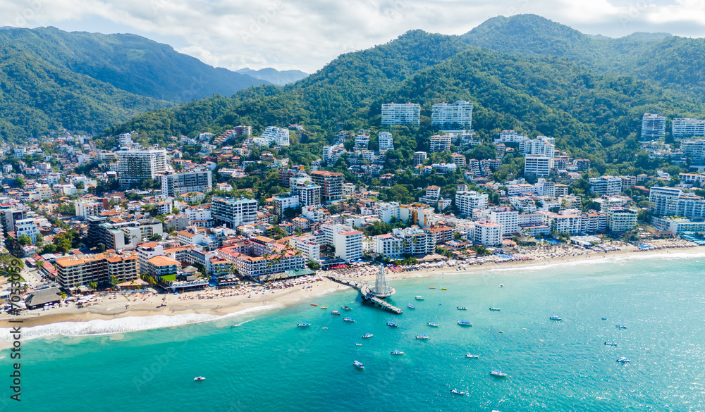 Los Muertos Beach, Romantic Zone and Pier in Puerto Vallarta, Jalisco. Mexico Los Muertos Beach, Romantic Zone and Pier in Puerto Vallarta, Jalisco. Mexico