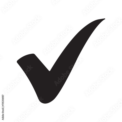 Black check mark icon. Tick symbol in black color, vector illustration. Check mark icon vector isolated