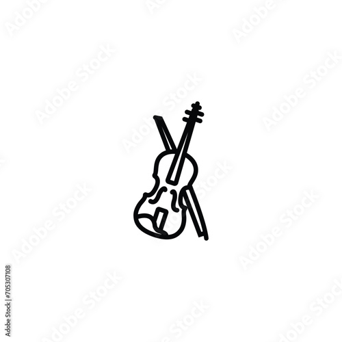 Original vector illustration. A contour icon. A bowed musical instrument. Violin. A design element.