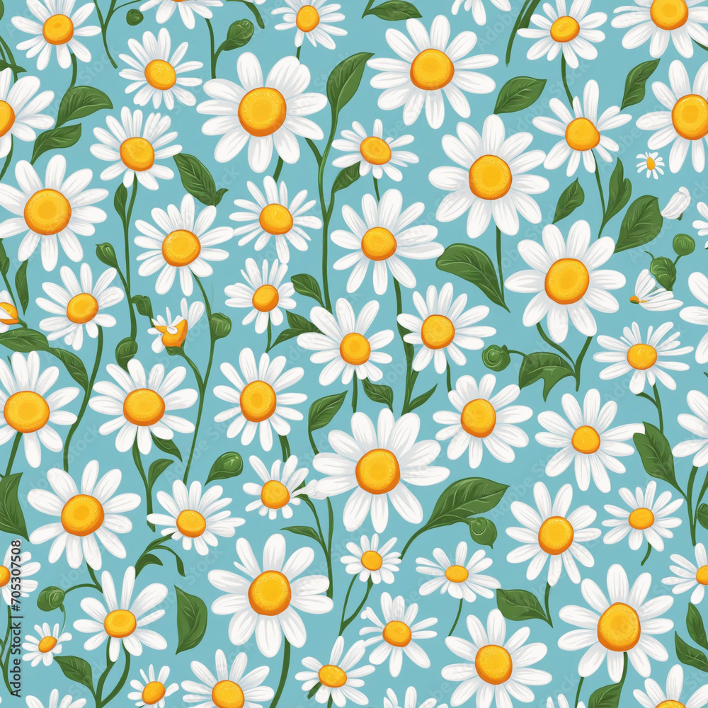 Blue background card with daisies Blue background card with daisies
