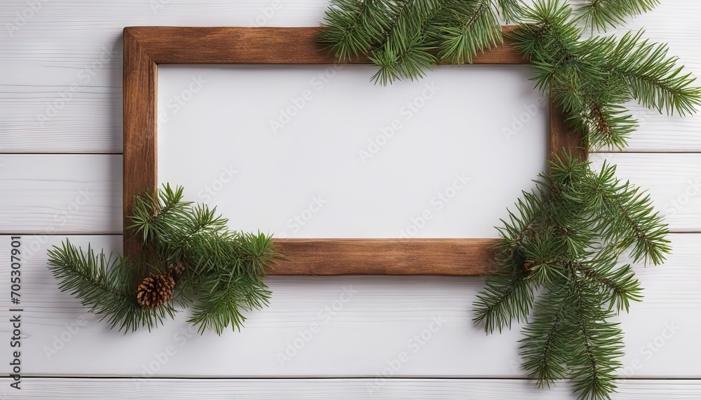 Pine leaves decorated as a frame on a white wooden background stock photoBackgrounds Christmas Vacations Wood Material Pine leaves decorated as a frame on a white wooden background stock photoBackgrounds Christmas Vacations Wood Material