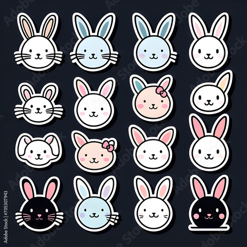set of cartoon rabbits