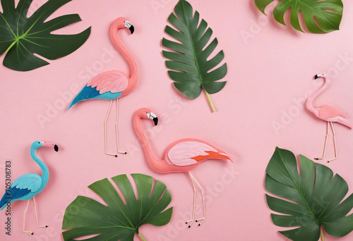 Flamingo and Palm Leaf Summer Craft for Kids in Arts Camp photo