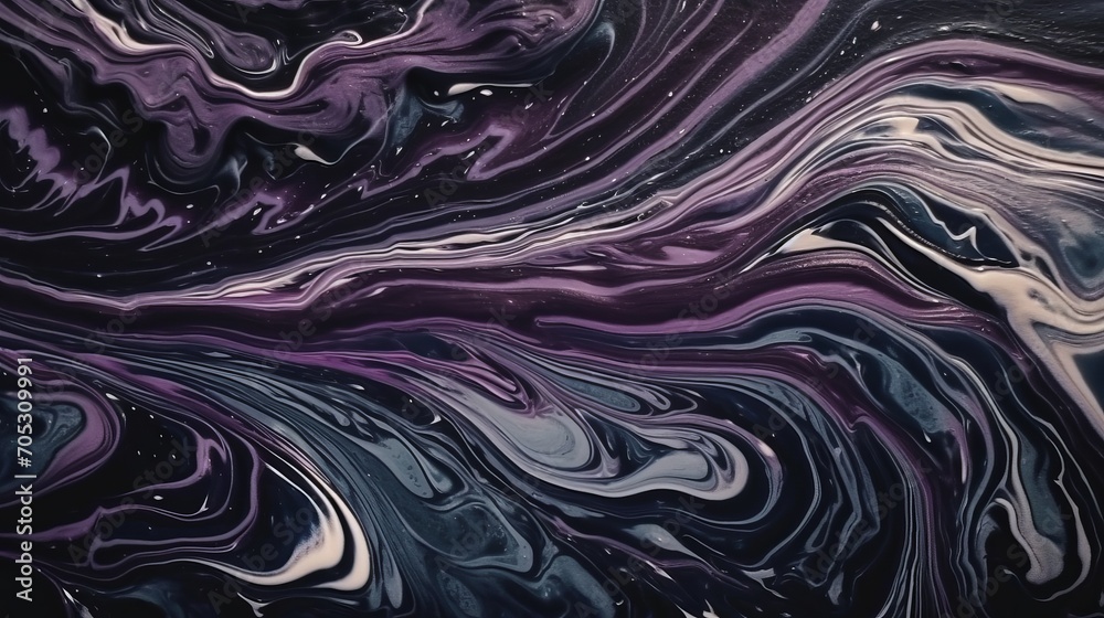 Obraz premium Abstract black and purple acrylic painted fluted 3d painting texture luxury background banner on canvas - Purple and black waves swirls. Decor concept. Wallpaper concept. Art concept. 3d concept.