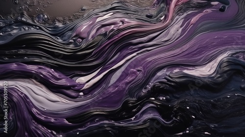 Abstract black and purple acrylic painted fluted 3d painting texture luxury background banner on canvas - Purple and black waves swirls. Decor concept. Wallpaper concept. Art concept. 3d concept. © IC Production
