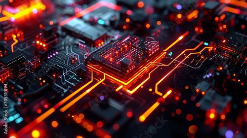 Intricate Neon Patterns Forming An Abstract Dark Tec Scene Wallpaper