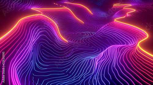 Intricate Maze Of Neon Lines On A Mysterious Dark Ba Scene Wallpaper