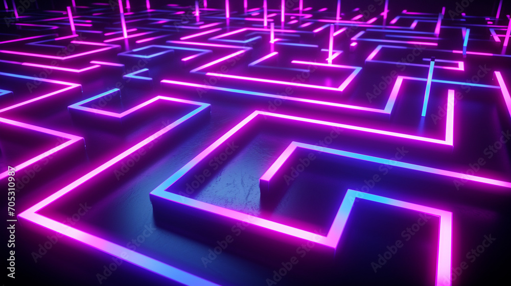 custom made wallpaper toronto digitalMesmerizing Maze Of Neon Patterns On A Dark Surface View Background