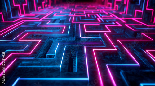 Mesmerizing Maze Of Neon Patterns On A Dark Surface Capture Wallpaper