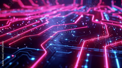 Mesmerizing Maze Of Neon Patterns On A Dark Surface Capture Technology Wallpaper