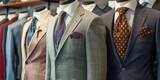 Elegant boutique showcases fashionable suits, jackets, and stylish attire for the modern businessman with discerning taste.