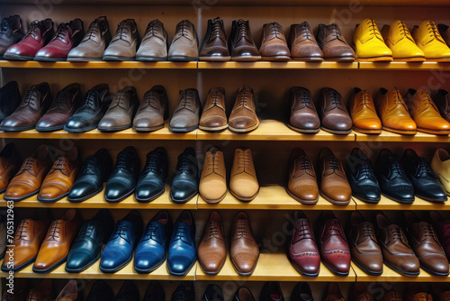 Boutique showcases a stylish collection of classic leather footwear, offering elegance and variety for every taste.