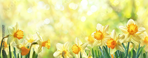 Beautiful daffodils flower banner