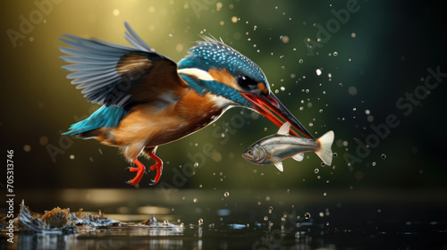 Kingfisher with fish photo
