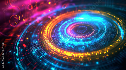 Vibrant Neon Circles Forming An Intricate Tech-inspi Capture Technology Wallpaper