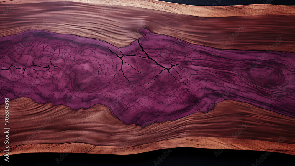 Madeira Purpleheart com resina epóxi em design artístico
