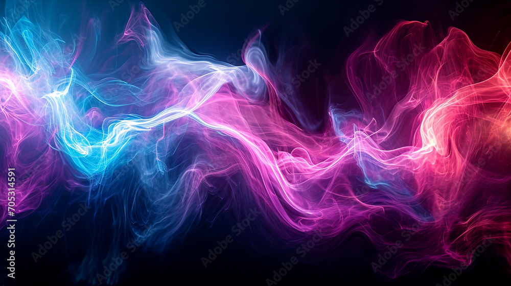 Waves Of Neon Light Forming A Dynamic And Dark Abstr View Technology Wallpaper