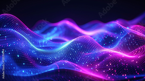 Waves Of Neon Light Forming A Dynamic And Dark Abstr Wallpaper © Ruwan