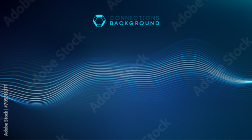 Sound wave audio abstract background. Network connections music wave pulse. Blue technology background. Network stream
