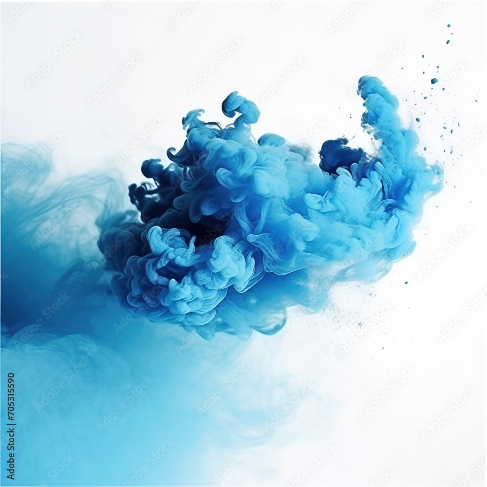 Blue Ink Cloud Isolated On White Background Blue Ink Cloud Isolated On White Background