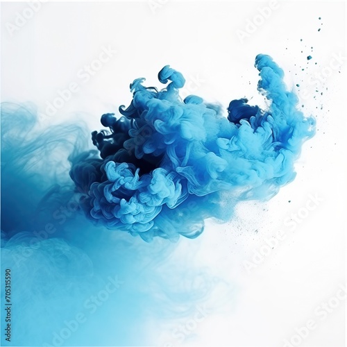 Blue Ink Cloud Isolated On White Background