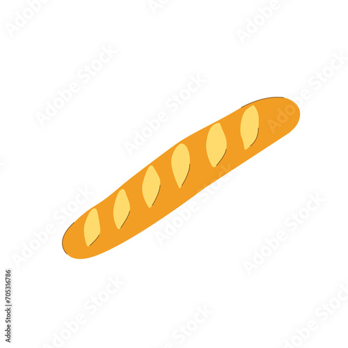 Fresh baked goods french baguettes on an isolated white background in flat style. Food and bakery products. Carbohydrates. White bread. Vector illustration.