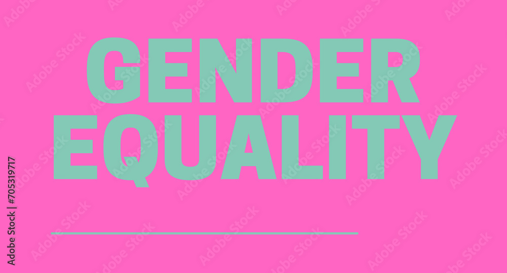 gender equality  Text on pink background. pink letters.