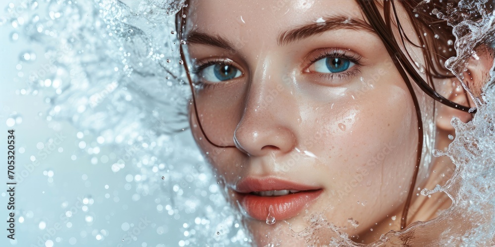 Pretty young woman with clean skin and splash of water Pretty young woman with clean skin and splash of water