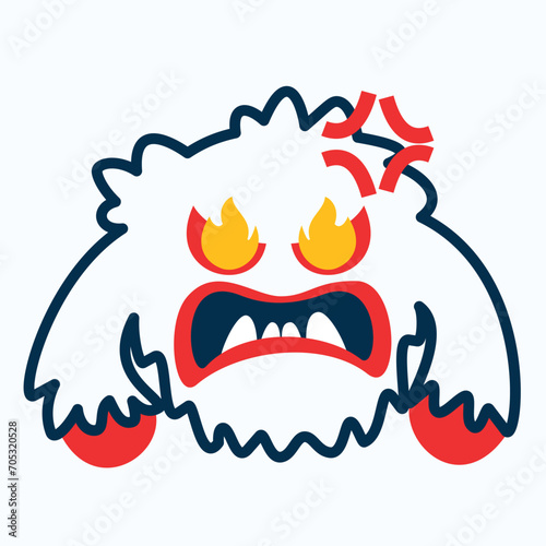 cartoon furious yeti looking angry and pissed
