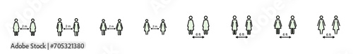 Social distancing icon set. social distance icon. self quarantine sign