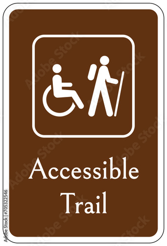Directional hiking trail safety sign accessible trail