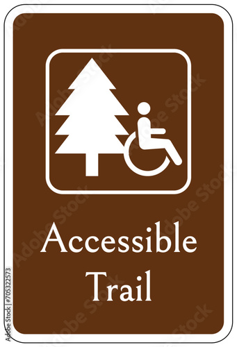 Directional hiking trail safety sign accessible trail