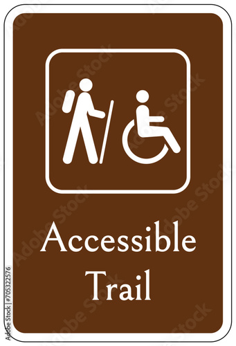 Directional hiking trail safety sign accessible trail