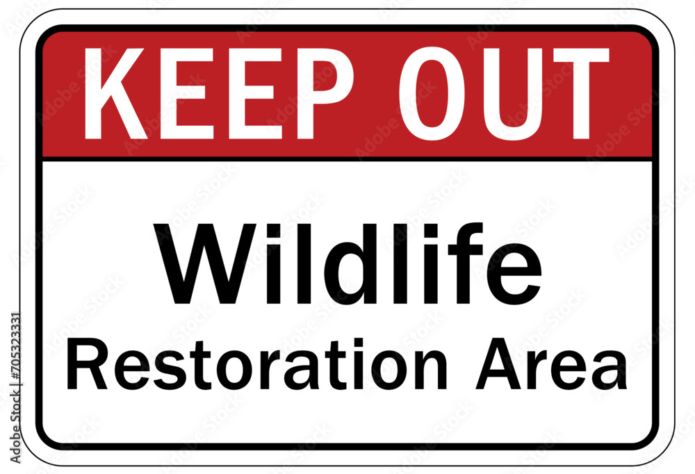Directional hiking trail safety sign wildlife restoration area