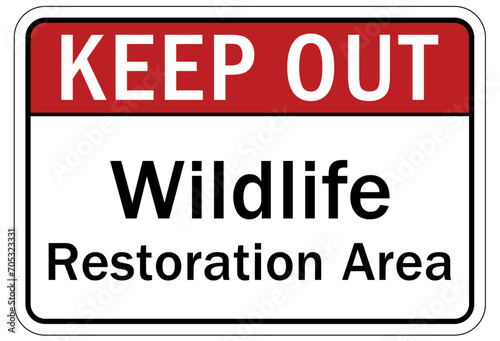 Directional hiking trail safety sign wildlife restoration area