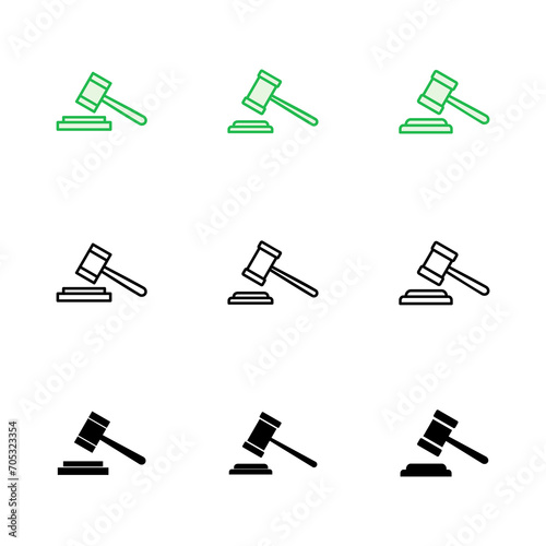 Gavel icon set. judge gavel icon vector. law icon vector. auction hammer