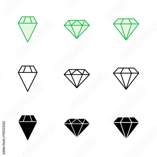 Diamond icon set. diamond gems vector icon.