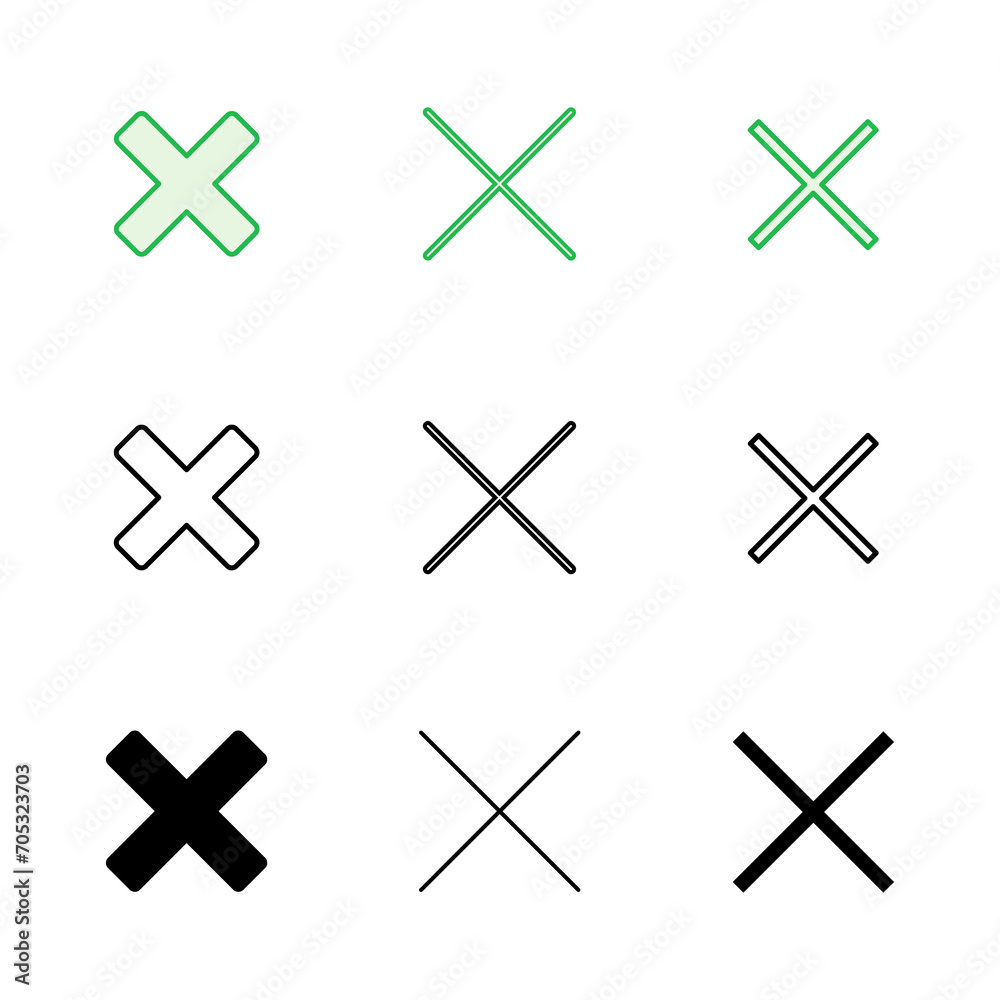 Close icon set. Delete icon vector. cross sign Close icon set. Delete icon vector. cross sign