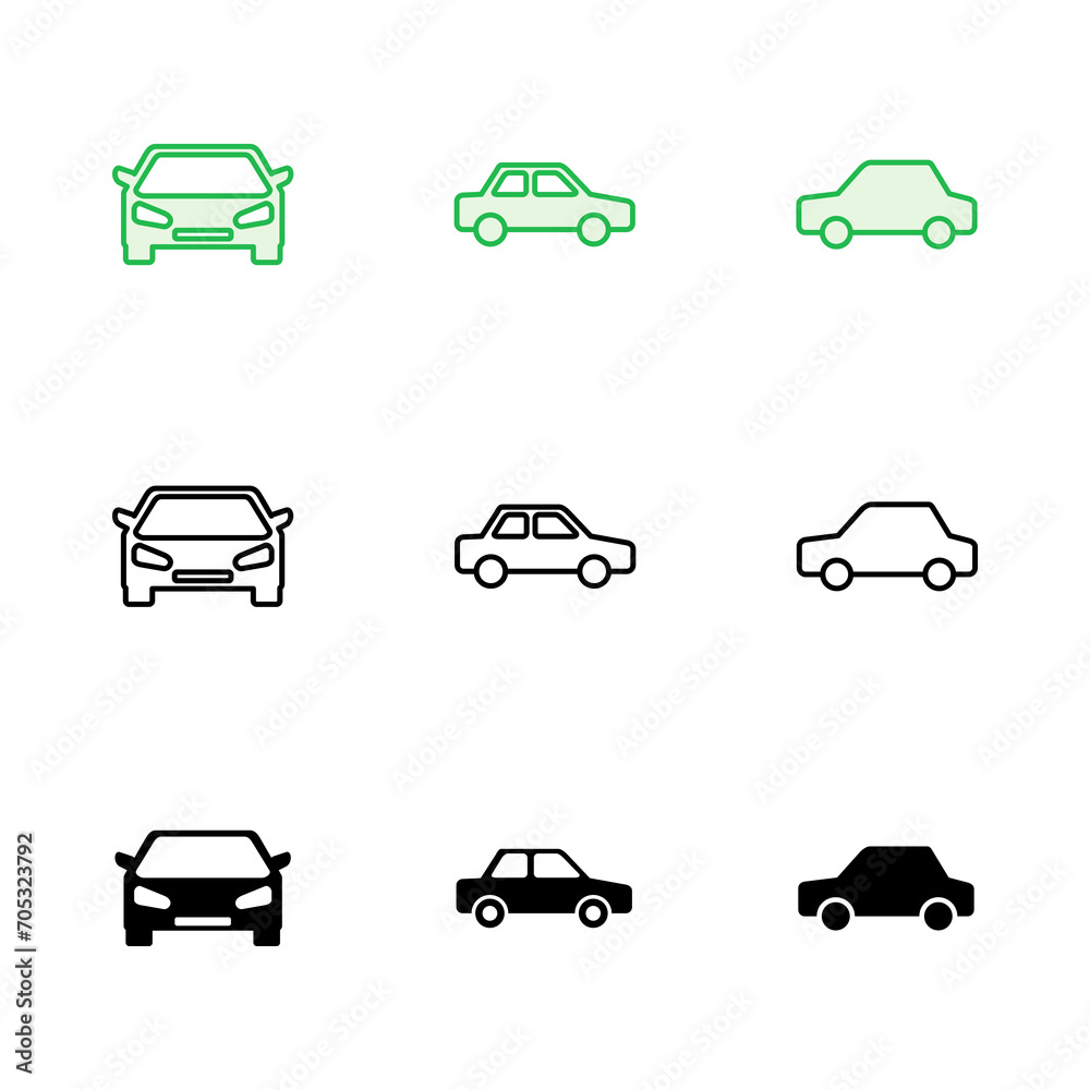 Car icon set. car vector icon. small sedan