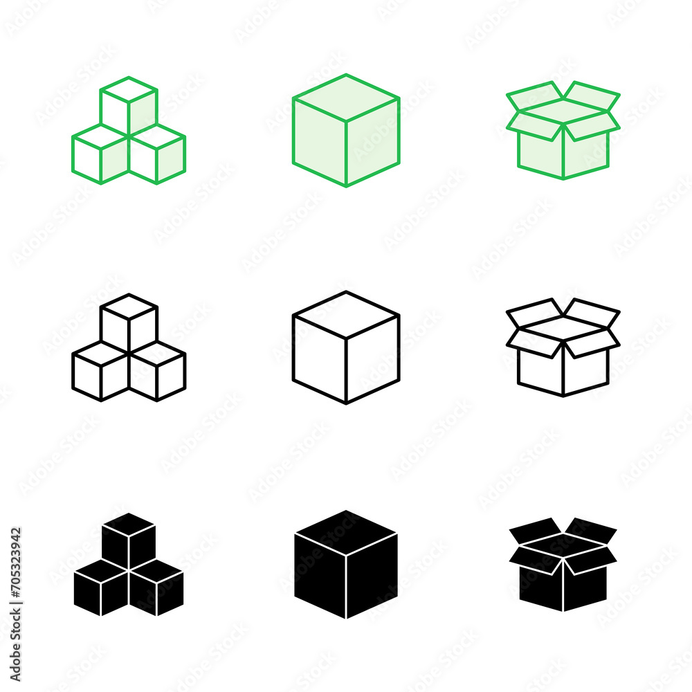 Box icon set. box vector icon, package, parcel Box icon set. box vector icon, package, parcel