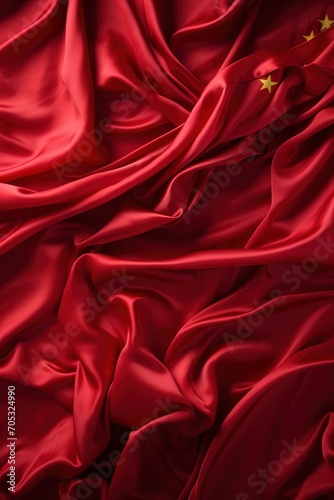 Red silk fabric with five gold stars