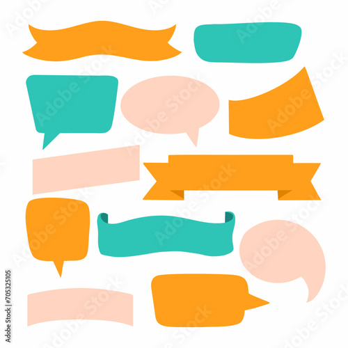 Set of bubbles for text. Doodle style textbox. Vector illustration for decoration or design.