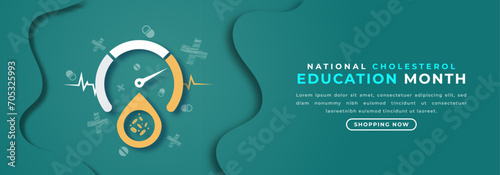 National Cholesterol Education Month Paper cut style Vector Design Illustration for Background, Poster, Banner, Advertising, Greeting Card