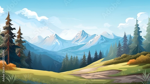 Mountains, Hills and Trees Landscape