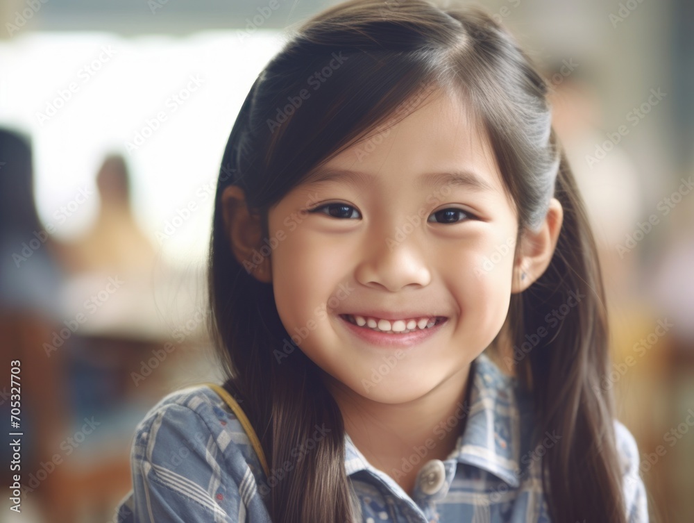 Asian Girls' Education. Happy beautiful Asian Girl is smilling. Generative AI Asian Girls' Education. Happy beautiful Asian Girl is smilling. Generative AI