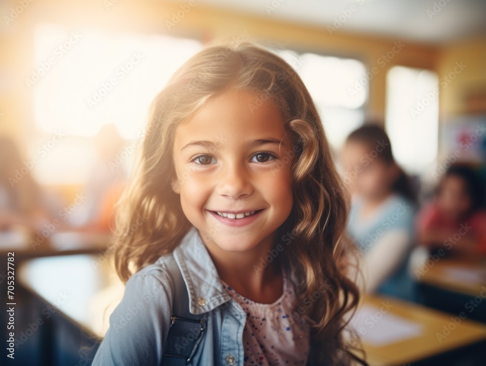 Girls' Education. Happy beautiful Girl is smilling. Generative AI Girls' Education. Happy beautiful Girl is smilling. Generative AI