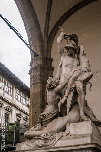Sculpture of the abduction of Polixena by Pio Fedi in the Loggia dei Lanzi, Florence ITALY photo